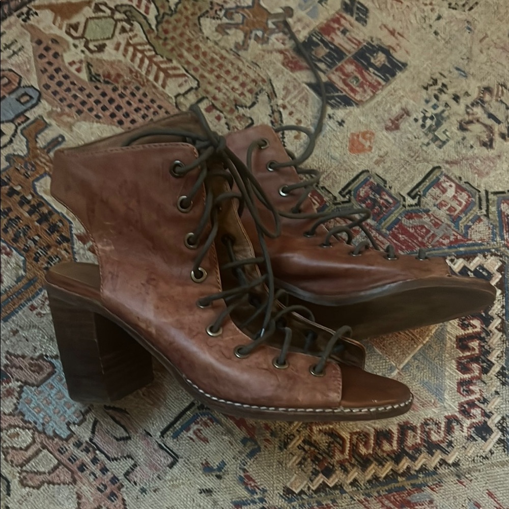 Anthropologie /Jeffrey Campbell lace up stacked heel sandal